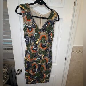 Like New Alice + Olivia Vibrant Embellished Mini Dress